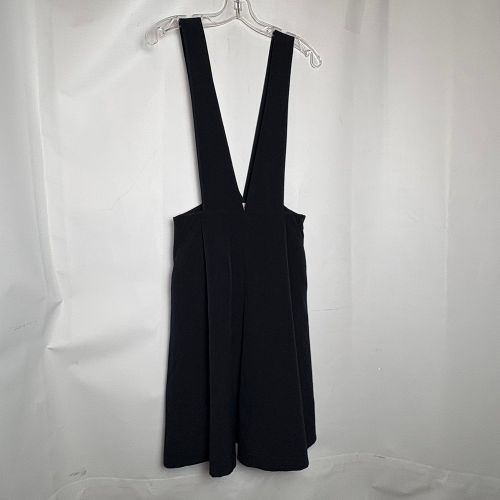 Basic House Black Deep V-Neck Pinafore Jumper Mini Dress USA XS HPOP-5221‎